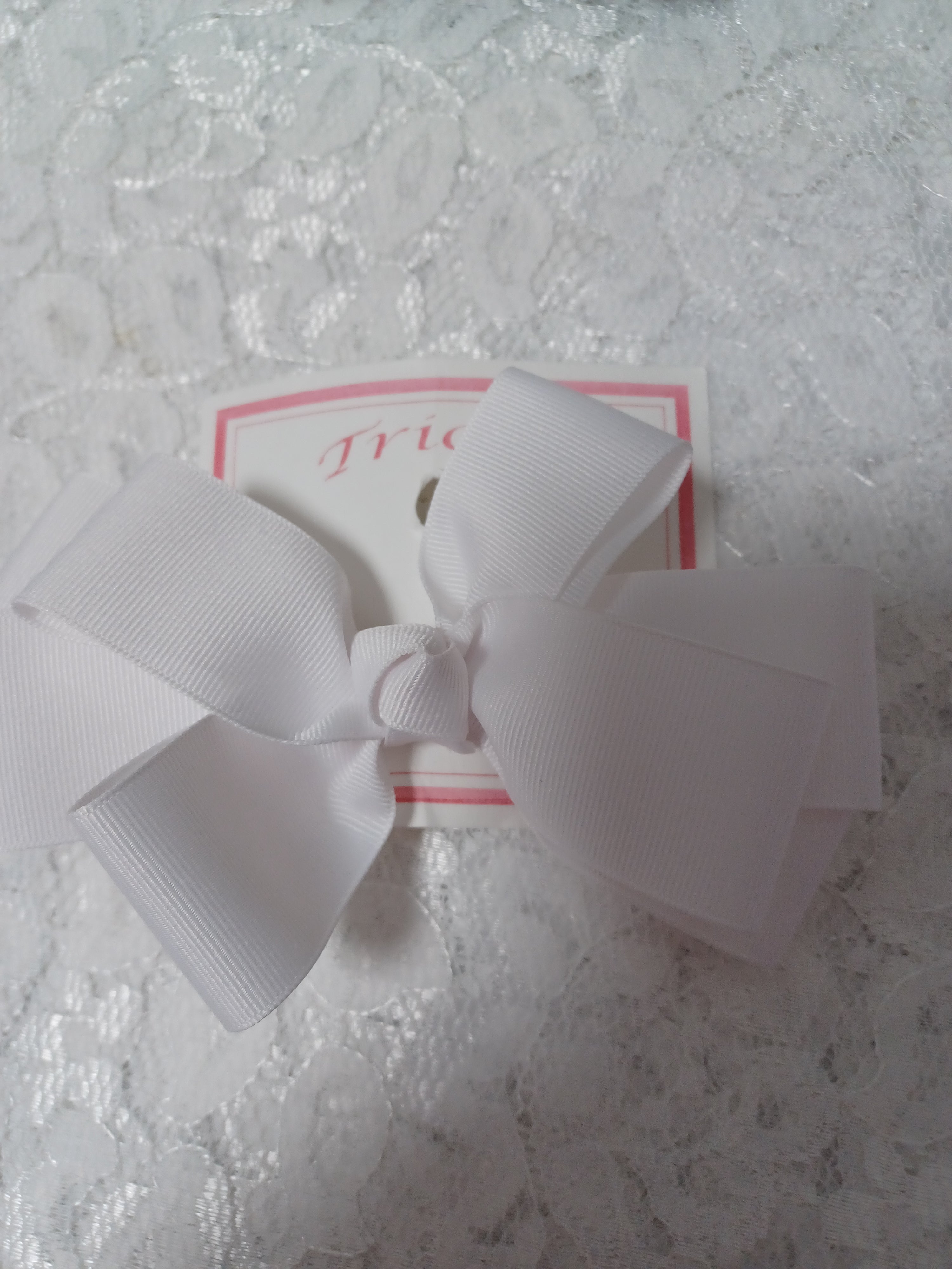 White Barrette Hair Bow
